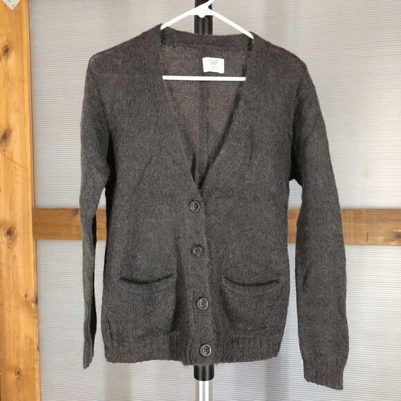 Aritzia TNA Wool Mohair Dark Grey Button Cardigan Sz XS‎ - Picture 2 of 10